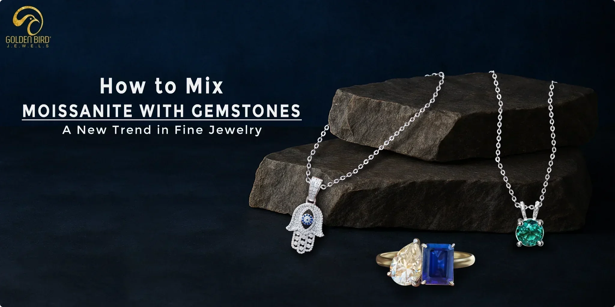 Moissanite and gemstone jewelry style blend