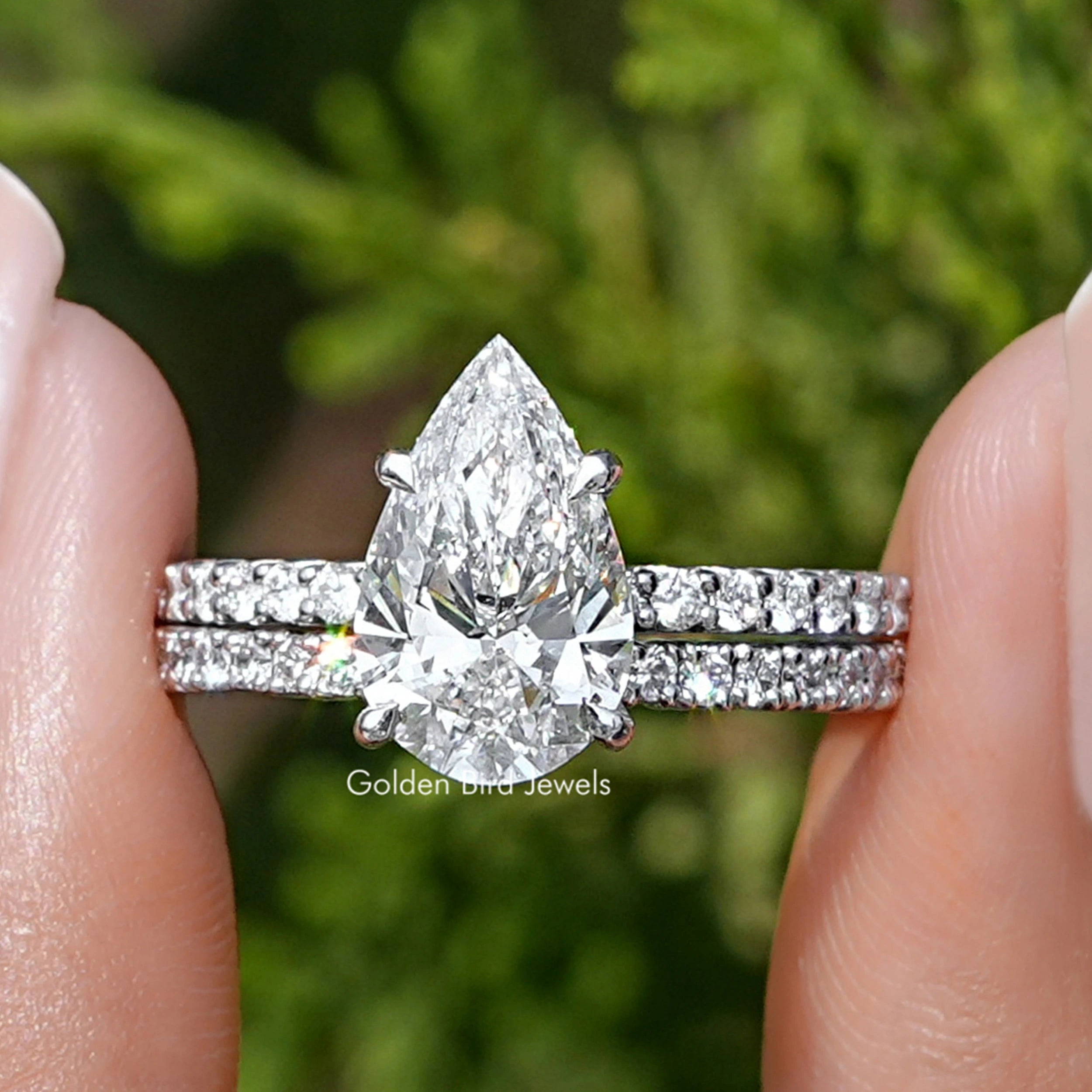 Lab Grown Pear Shaped Diamond Ring