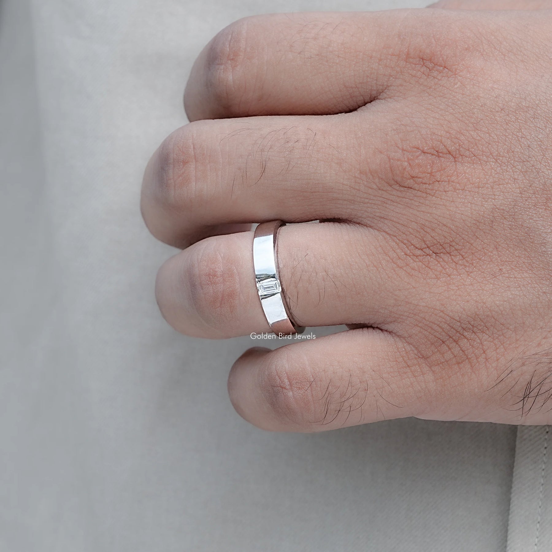 Baguette Cut Moissanite Solitaire Engagement Ring