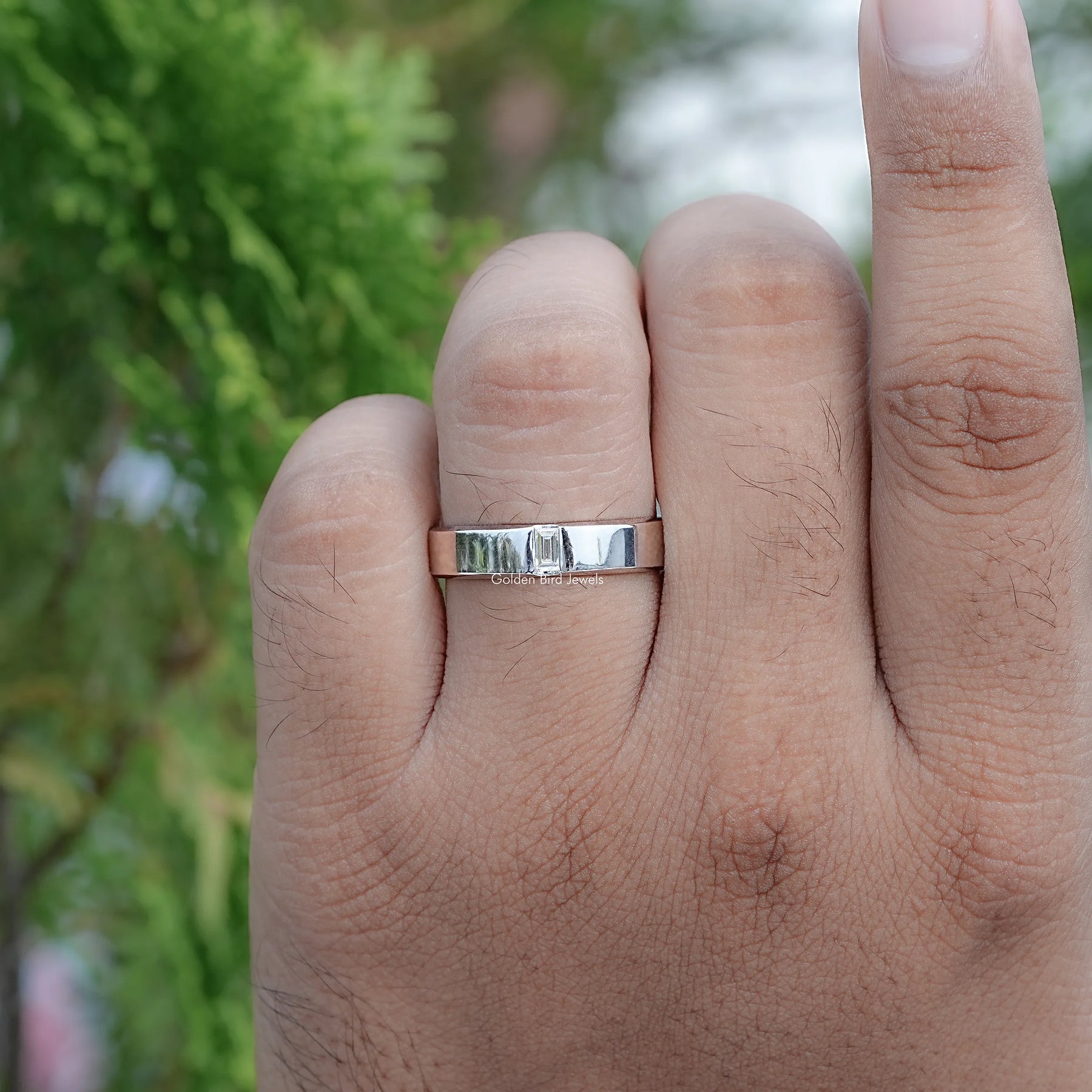 Baguette Cut Moissanite Solitaire Engagement Ring