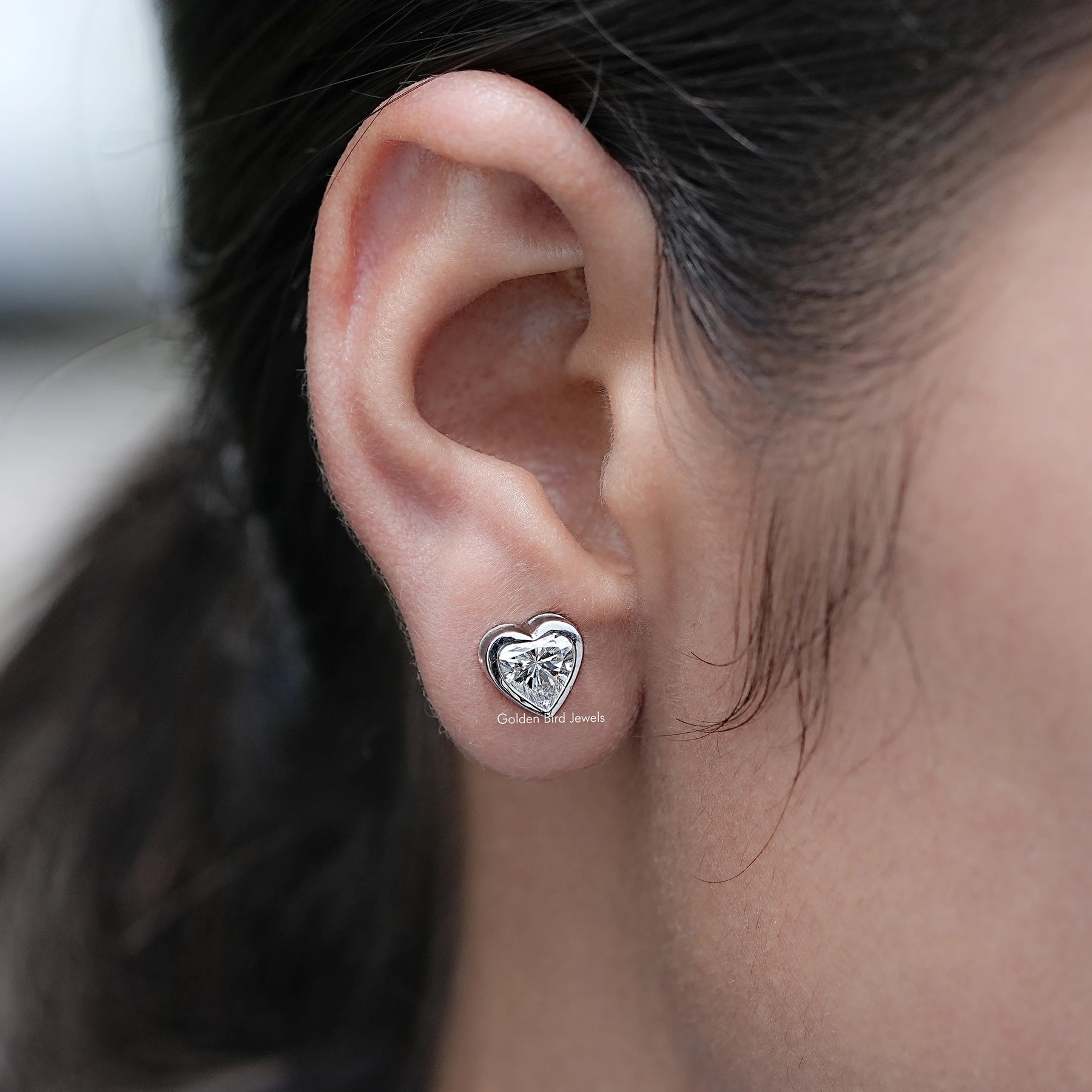 Heart Shaped Lab Grown Diamond Stud Earrings
