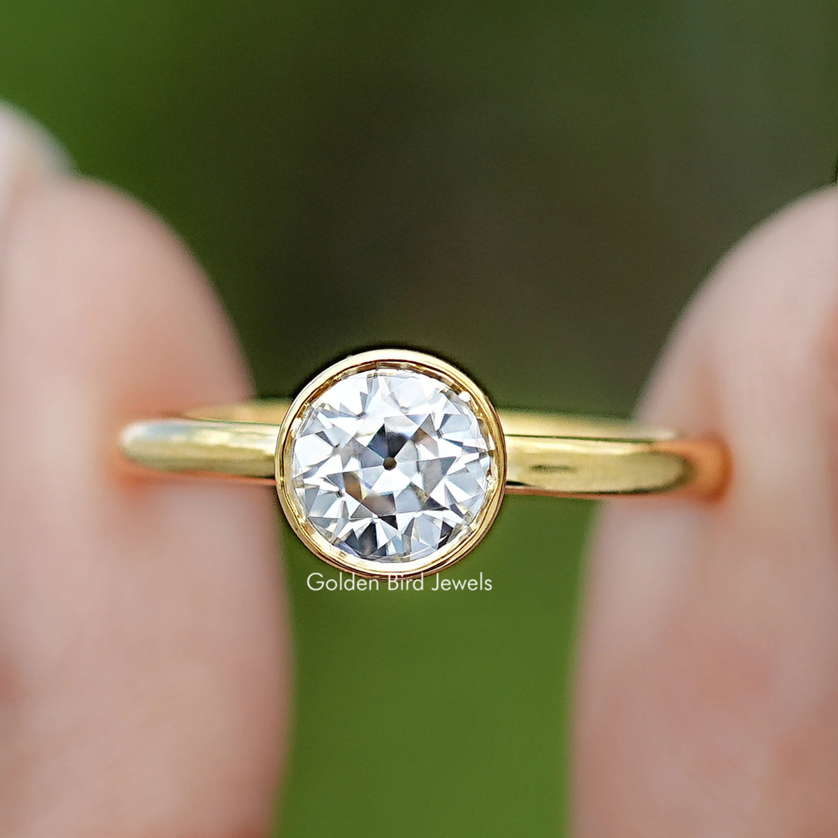 Front view of Old European Cut Round Moissanite Ring