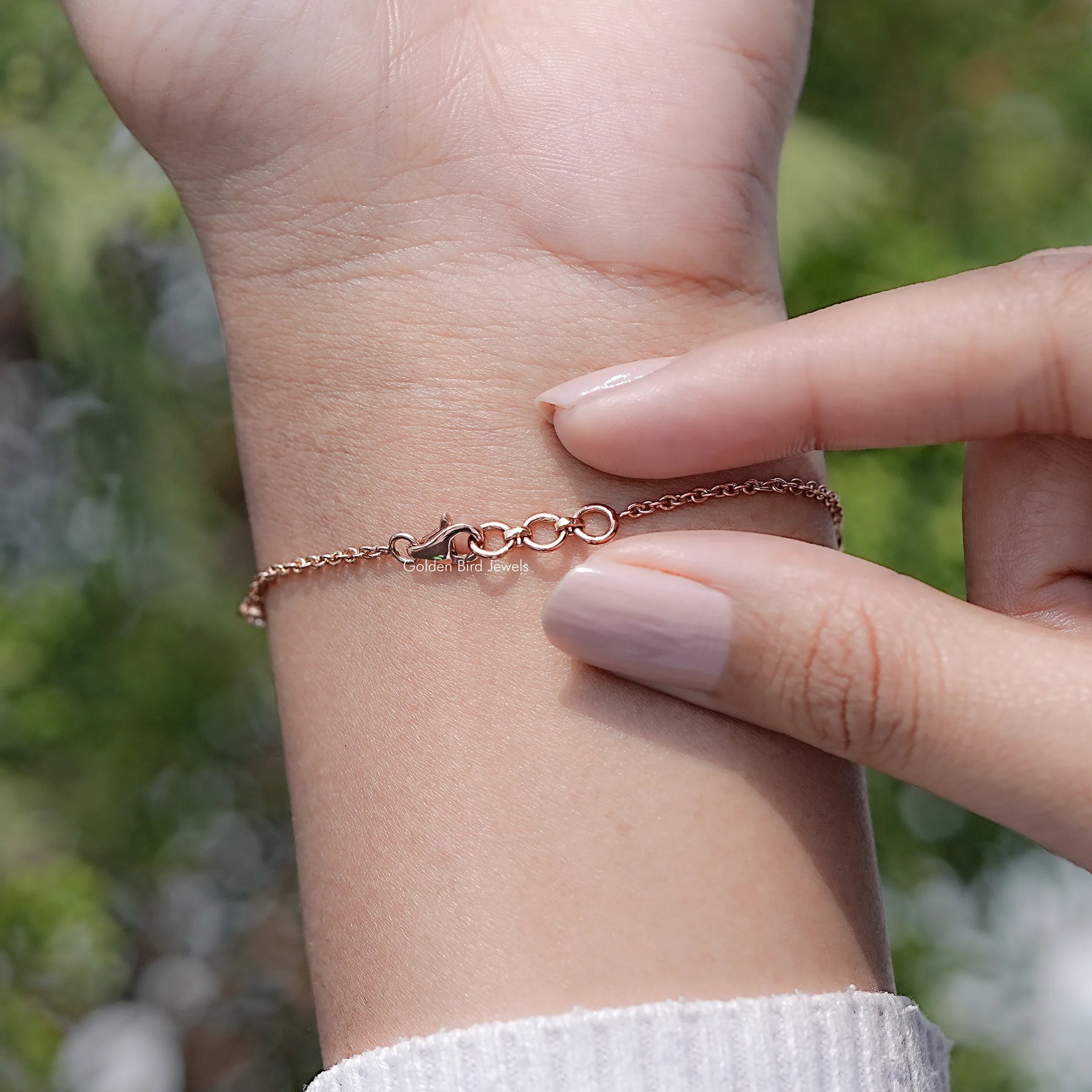 Bezel Set Round Cut Lab Diamond Station Bracelet
