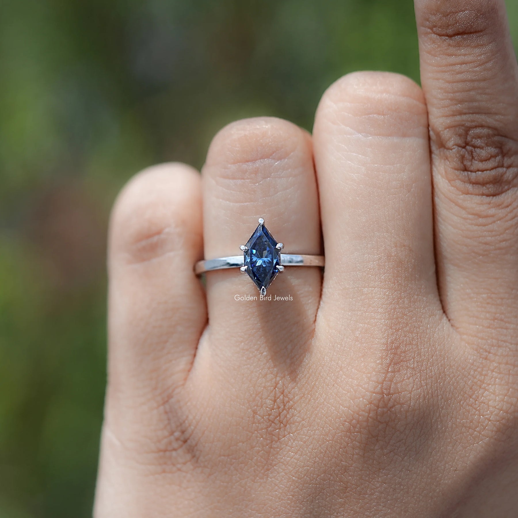 Close view of Dutch Marquise Cut Hidden Halo Ring