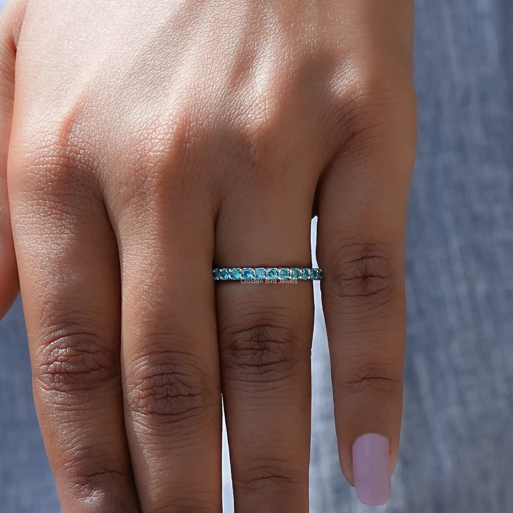 Top view of Topaz Round Eternity Band for women’s wear