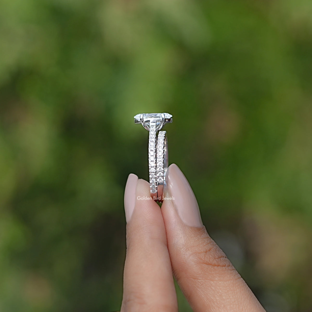 Back View Of Lab Grown Diamond Bridal Ring Set