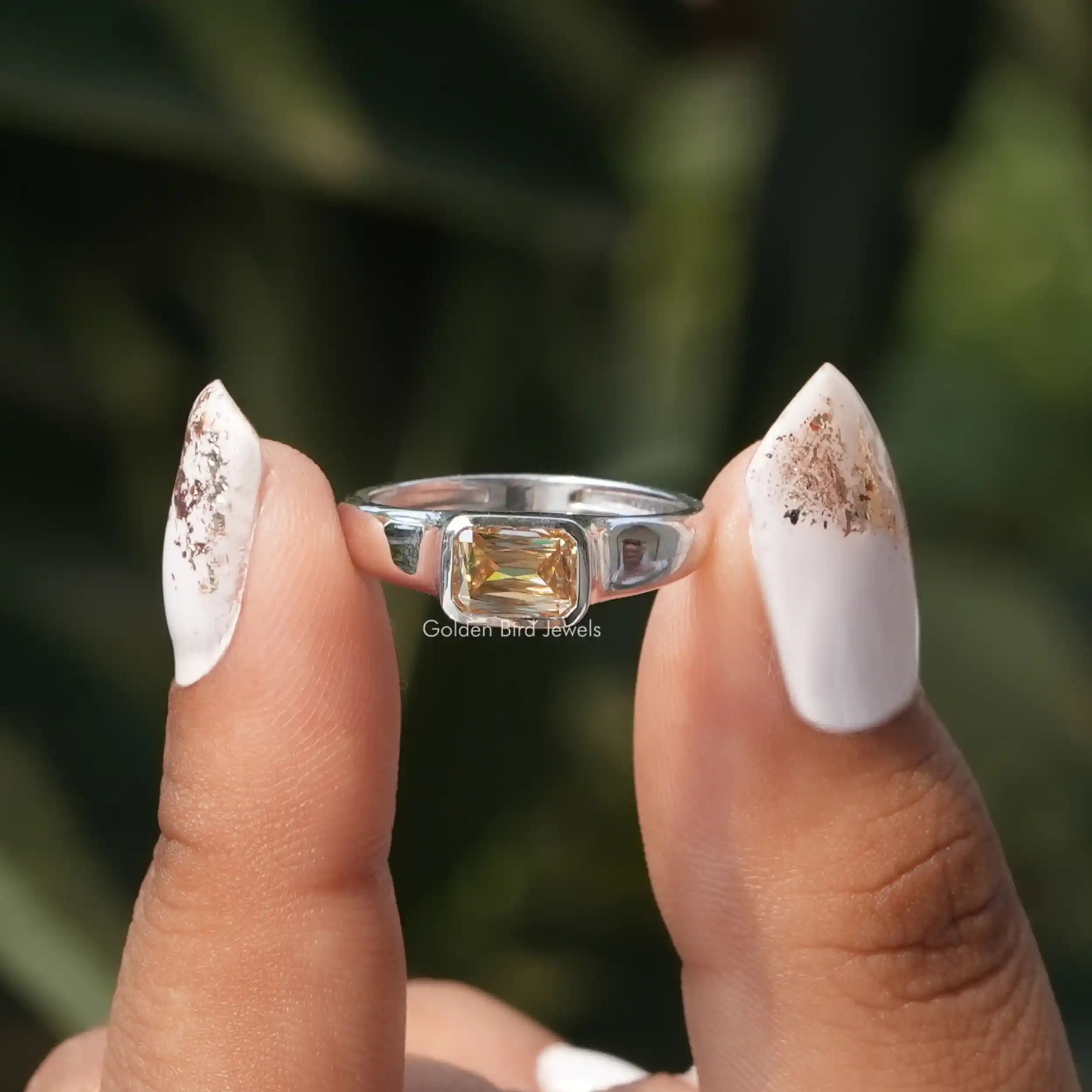 Criss Cut Solitaire Moissanite Ring