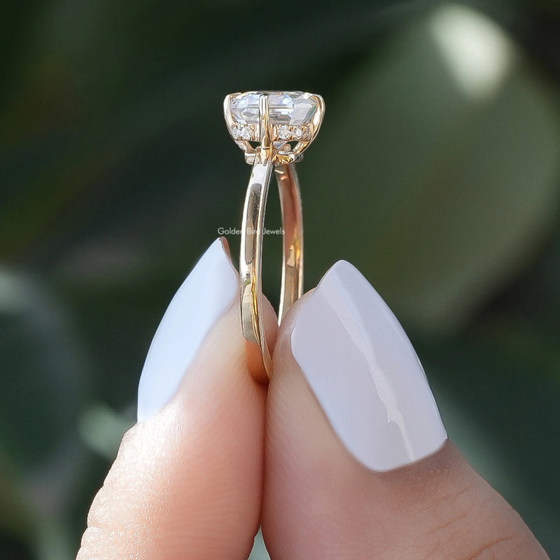Colorless Asscher Cut Moissanite Engagement Ring