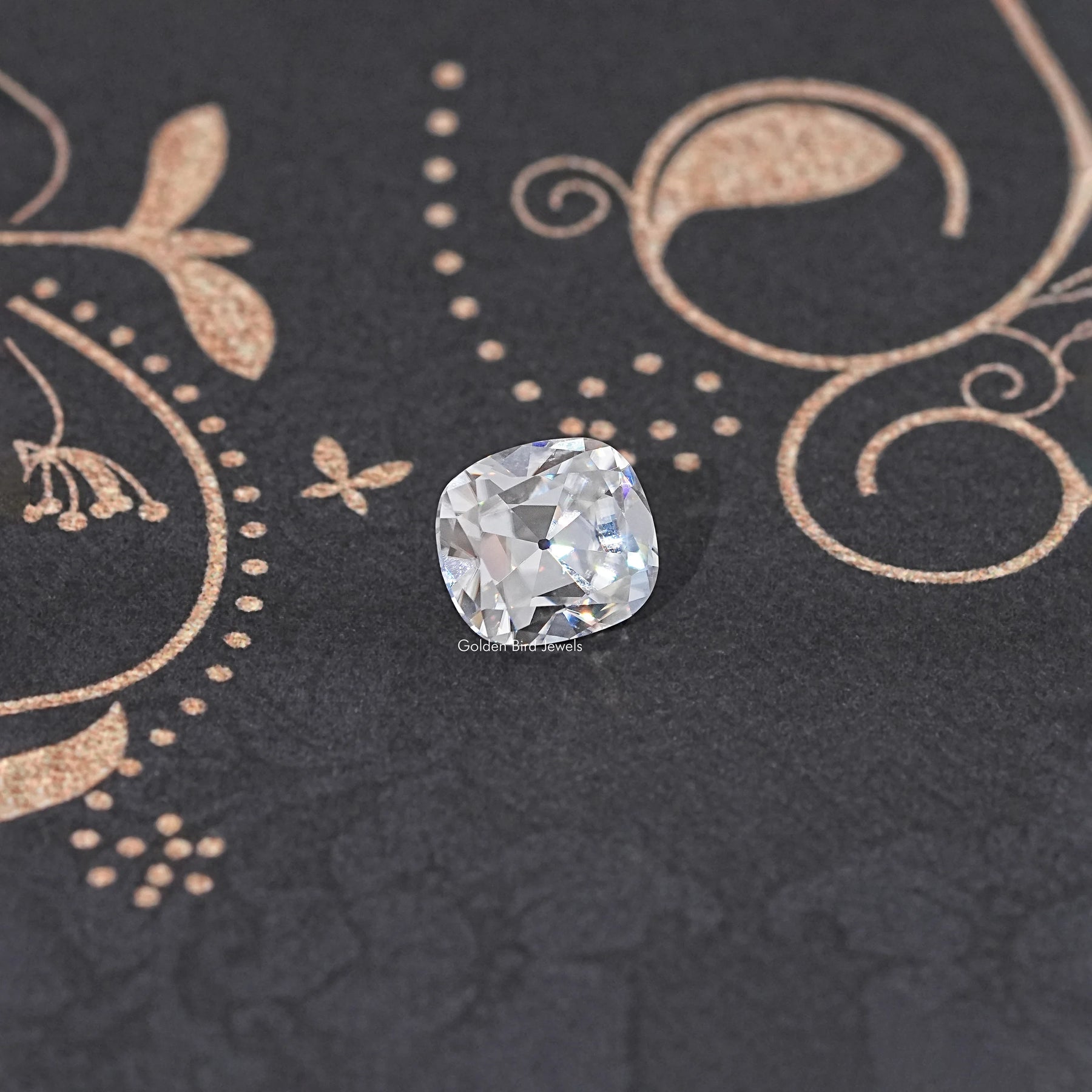 Detailed View Of Old Mine Cushion Cut Loose Moissanite Stone