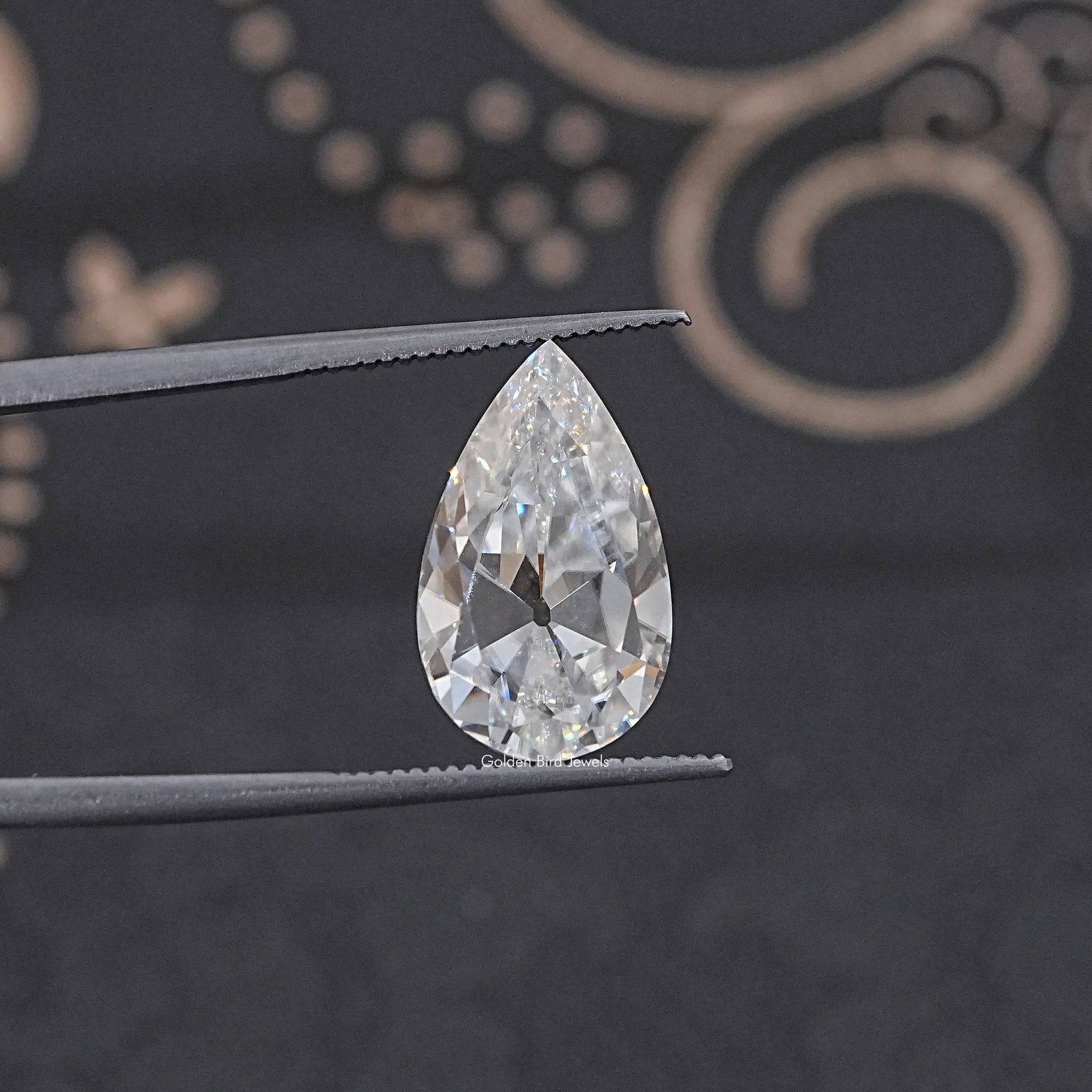 Detailed View Of Old Mine Pear Cut Loose Moissanite Stone