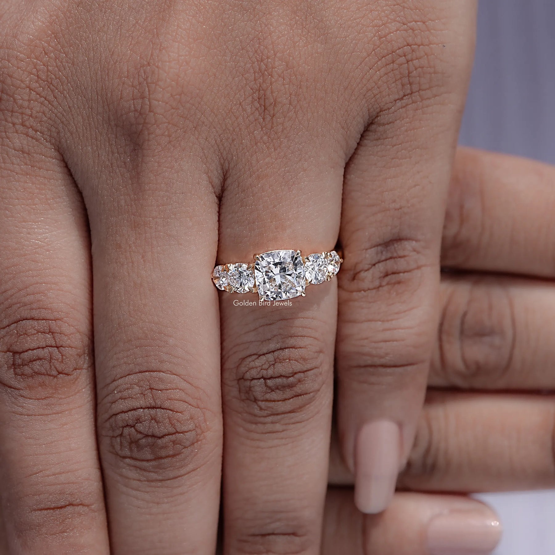 Cushion Cut Lab Diamond Five Stone Ring