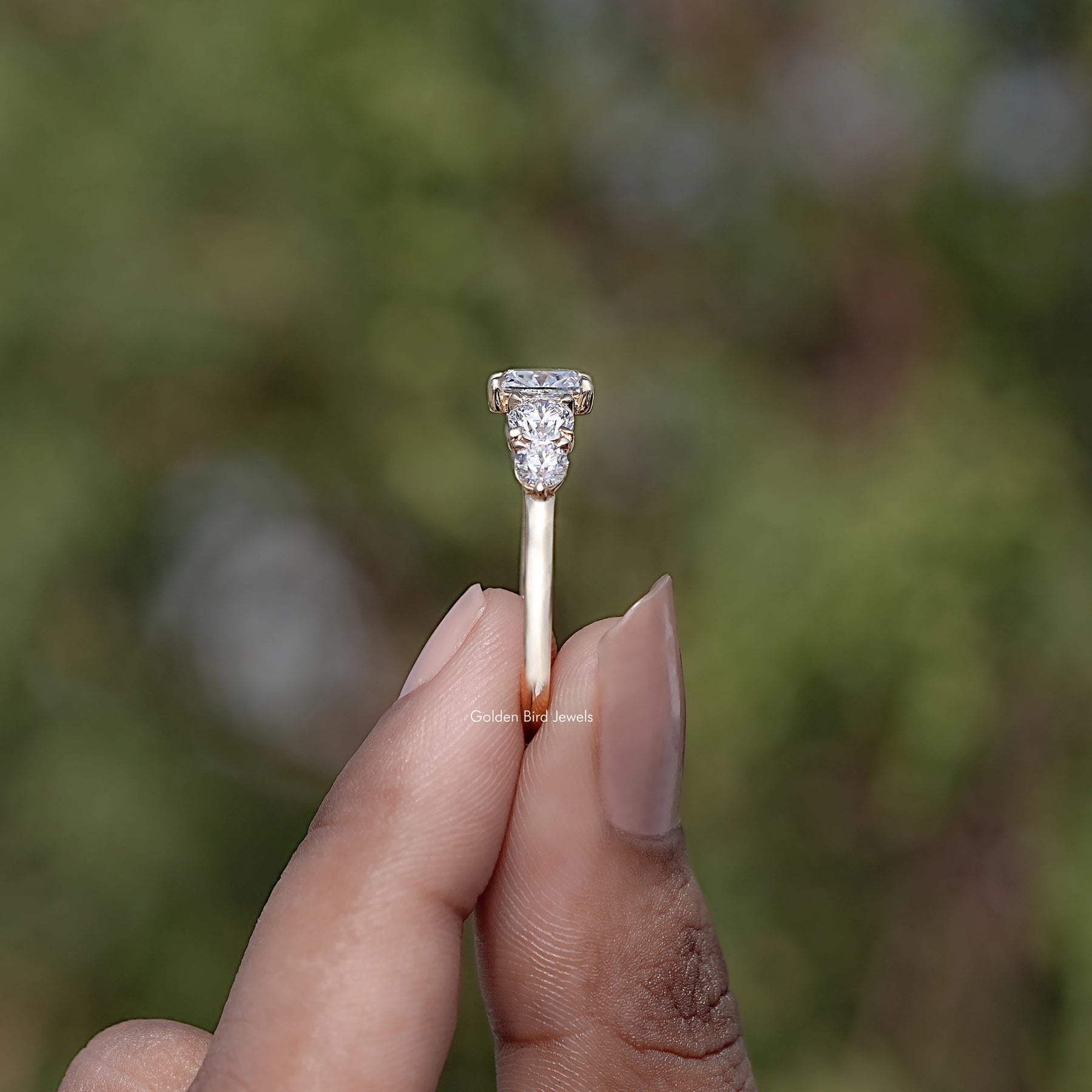 Cushion Cut Lab Diamond Five Stone Ring