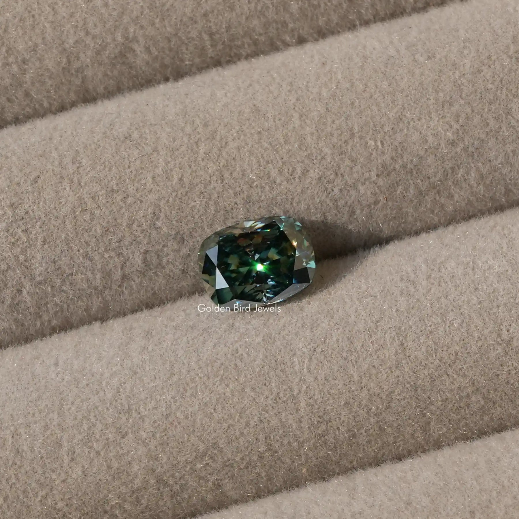 Top View Of Blue Green Cushion Cut Loose Stone