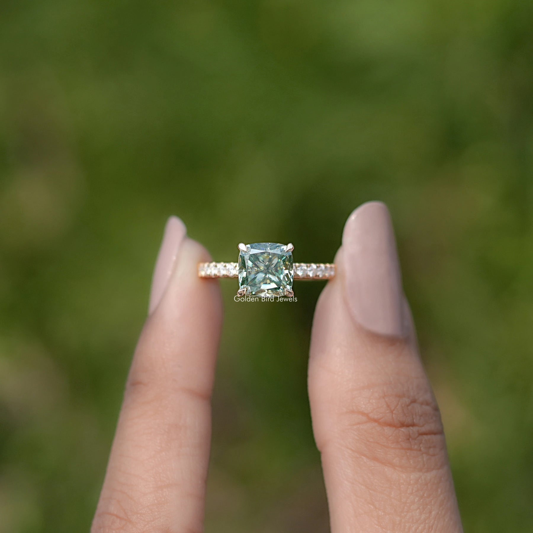 Cushion Cut Moissanite Engagement Ring
