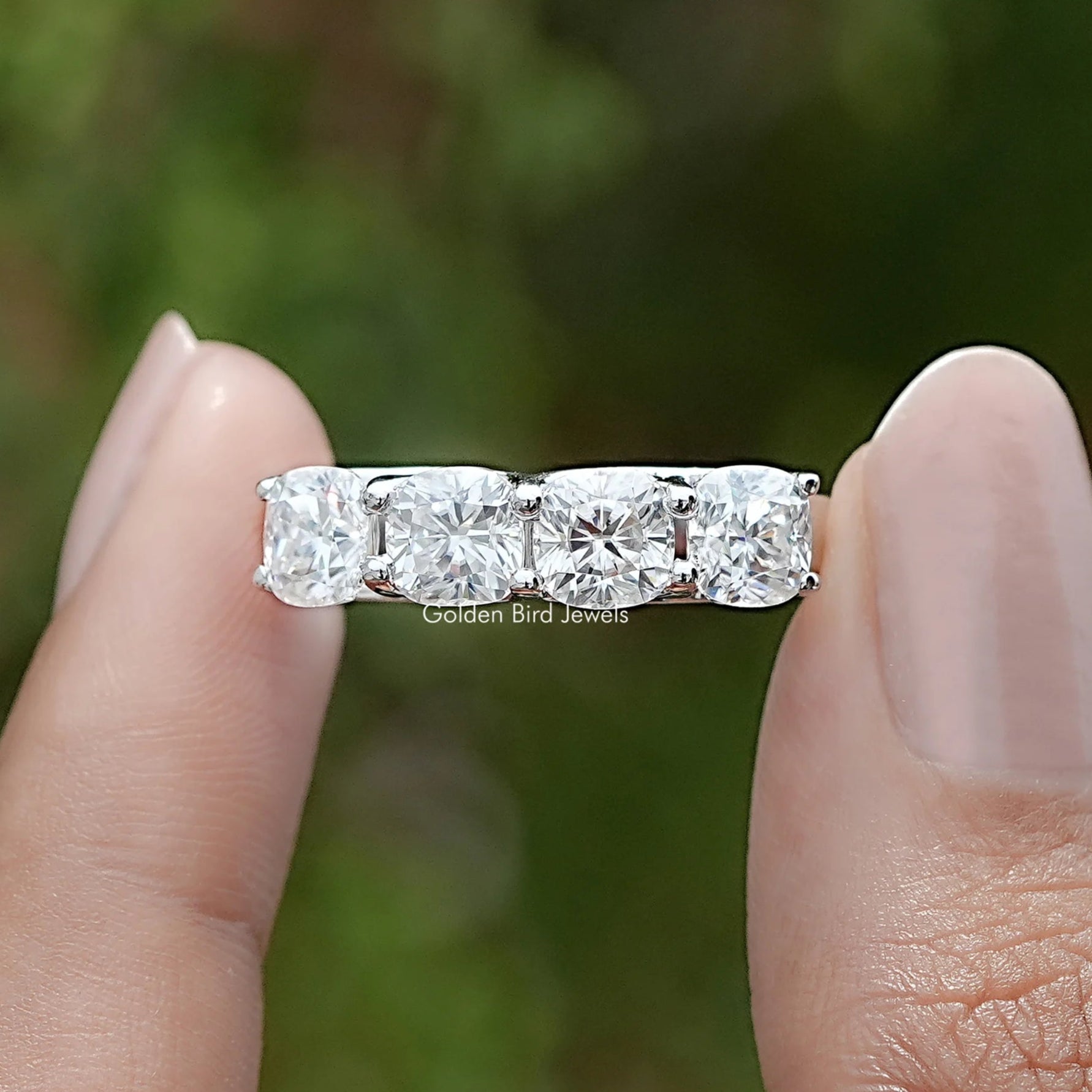 Cushion Cut Moissanite Eternity Wedding Band - Main Image