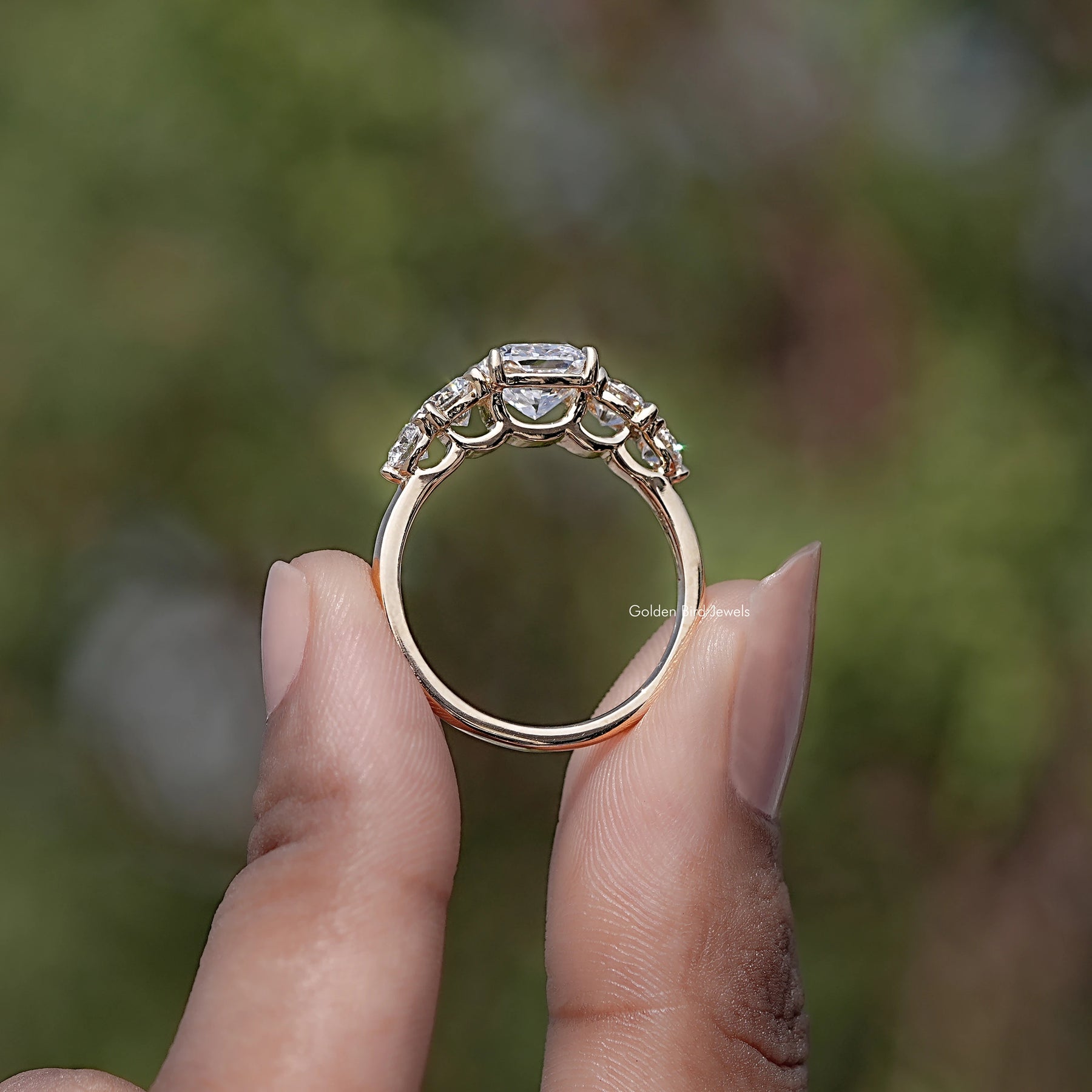 Cushion Cut Lab Diamond Five Stone Ring