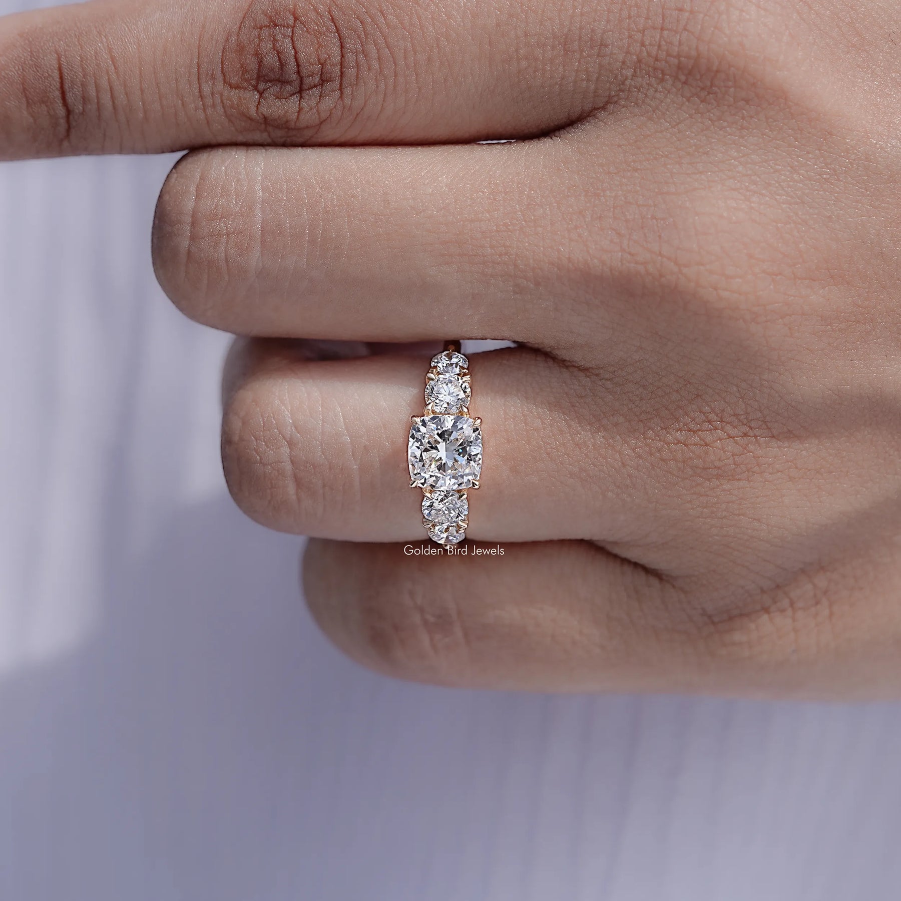 Cushion Cut Lab Diamond Five Stone Ring
