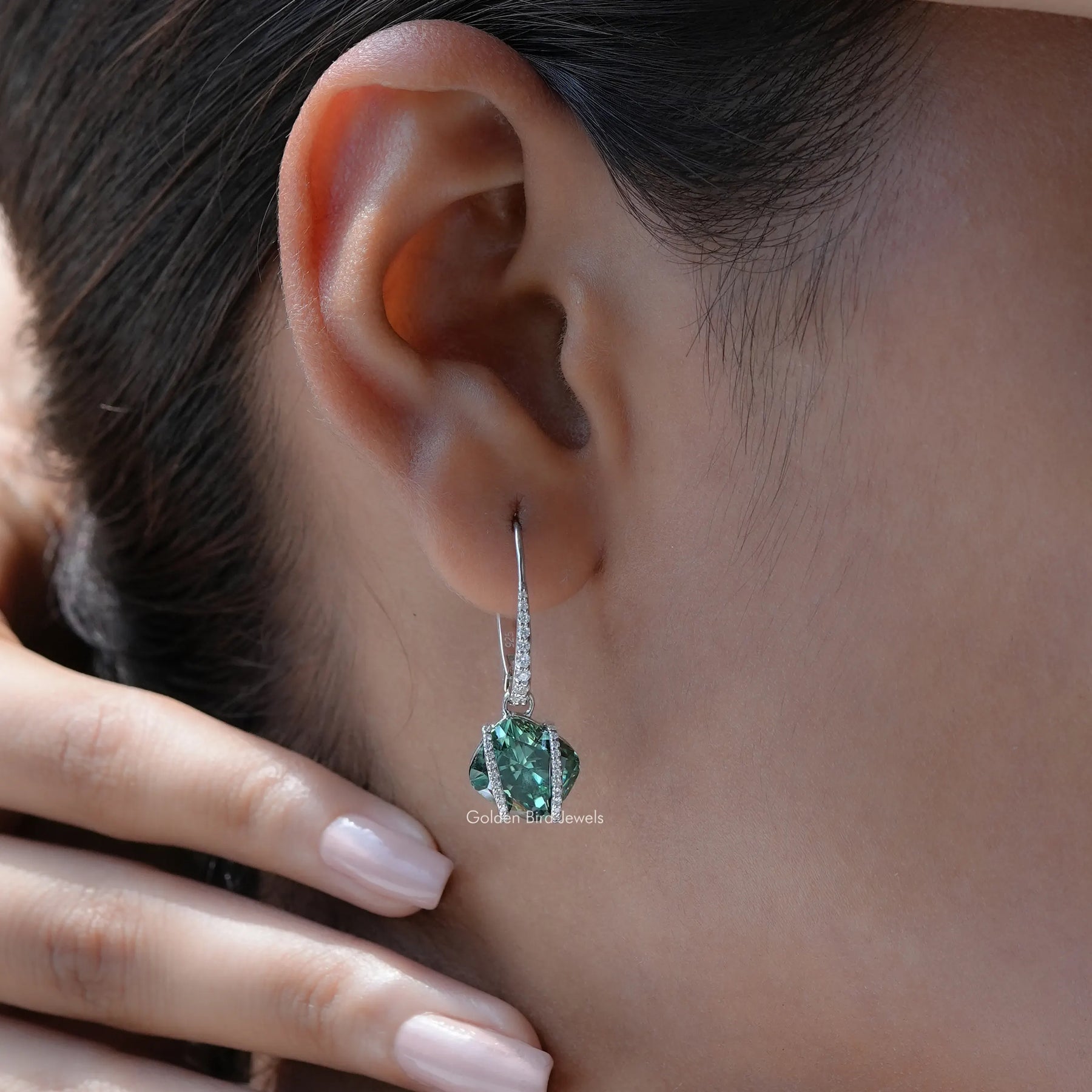 Cushion And Round Moissanite Dangle Drop Earrings
