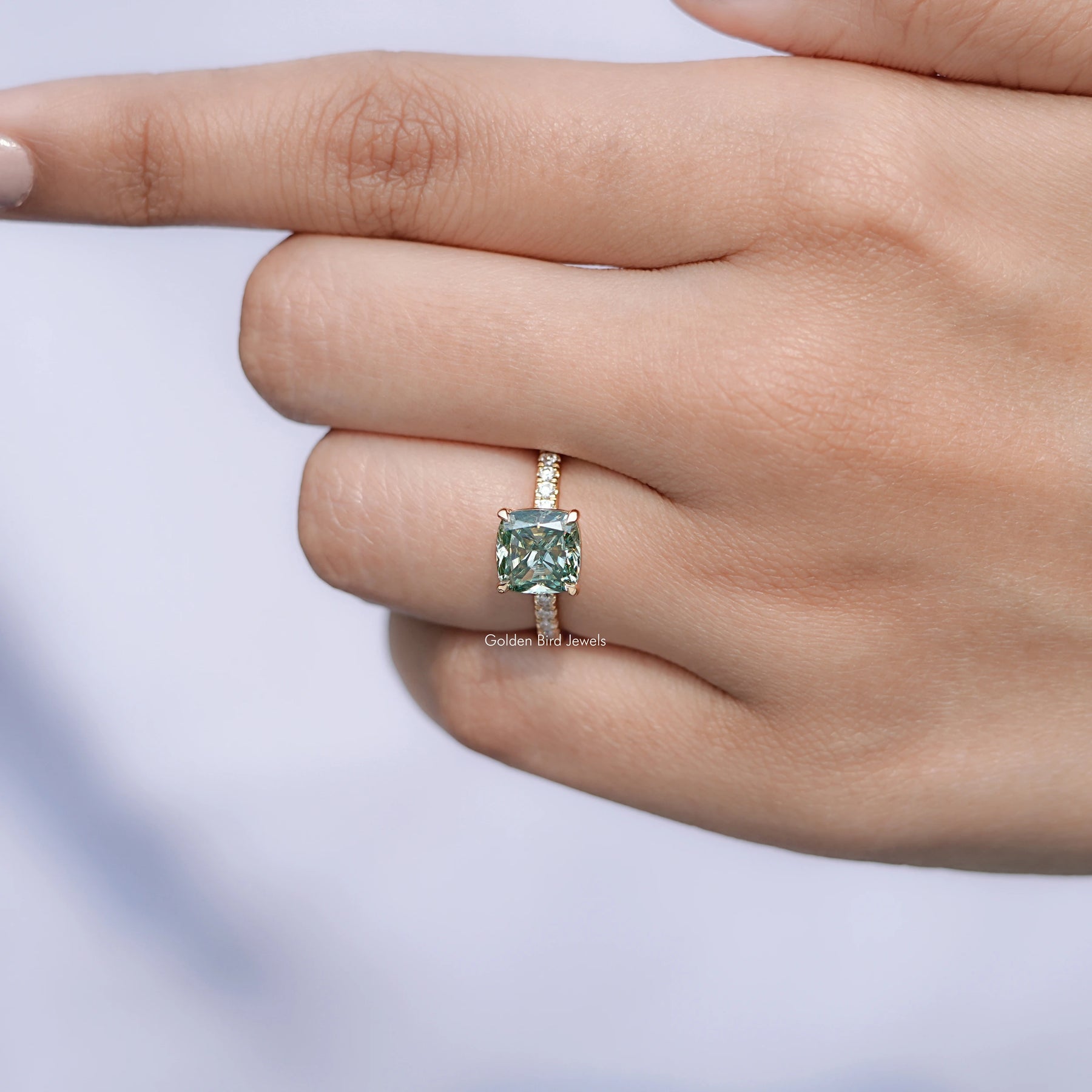 Cushion Cut Moissanite Engagement Ring