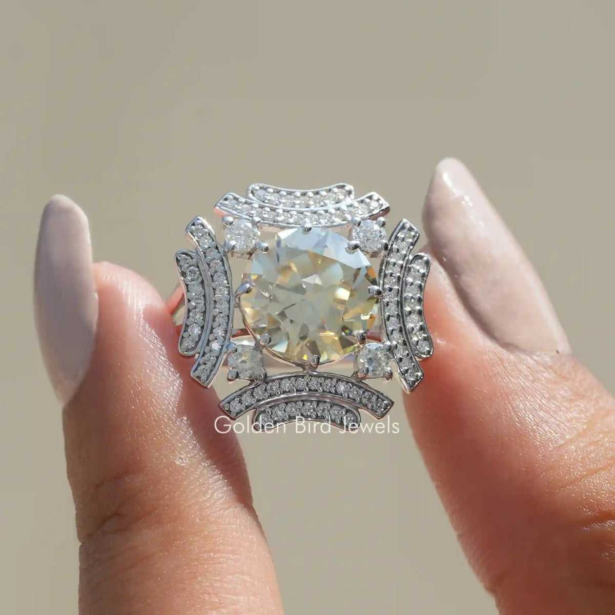 Old European Round Cut Moissanite Ring