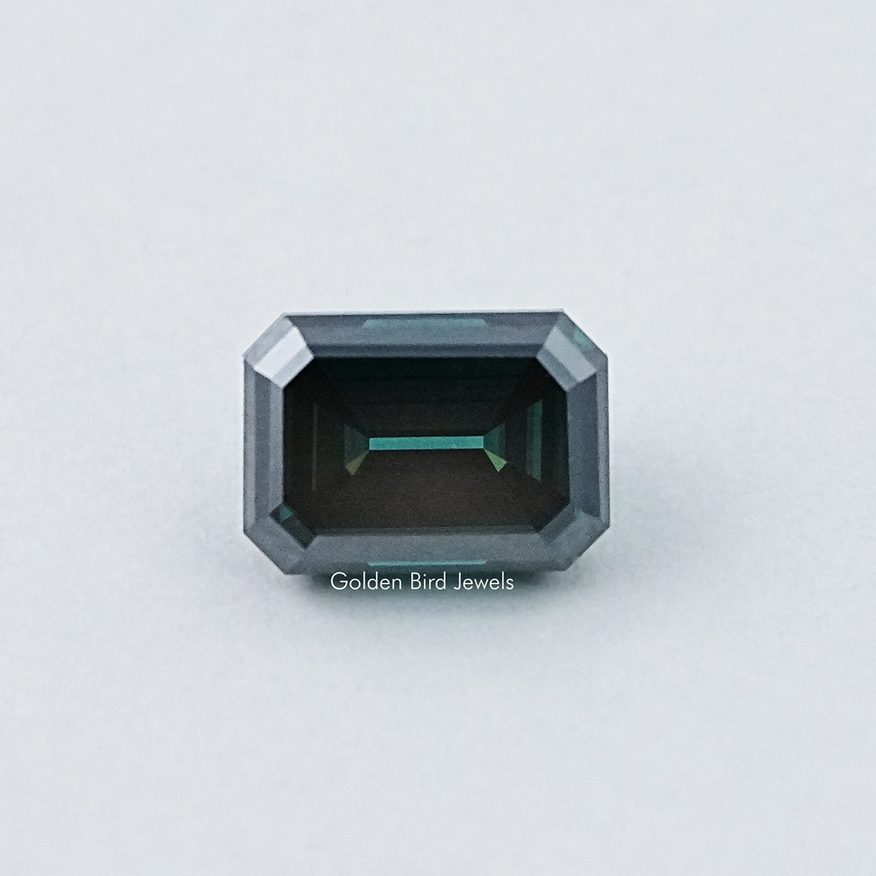Dark Green Old Mine Emerald Cut Loose Moissanite