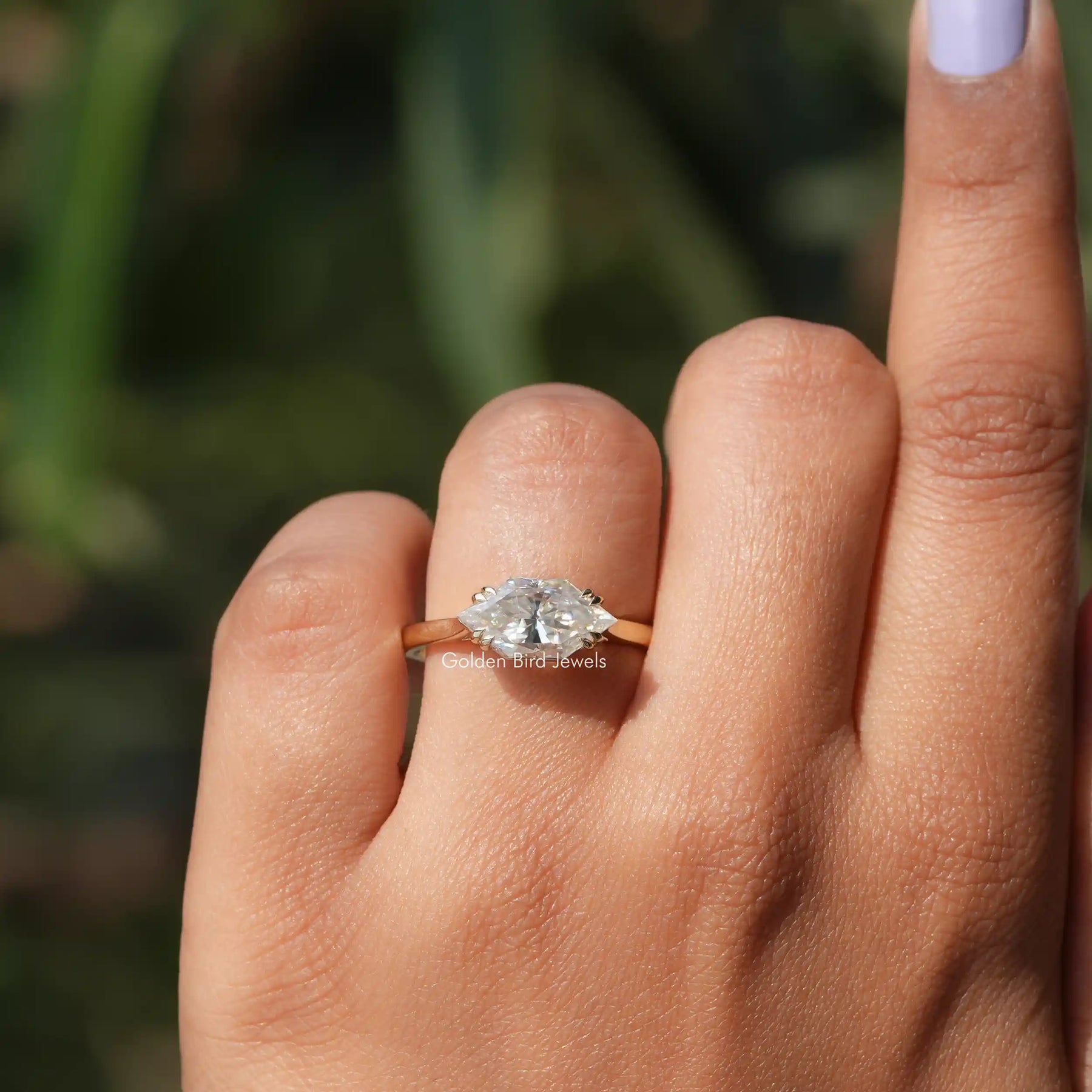 Dutch Marquise Moissanite Solitaire Ring In Finger