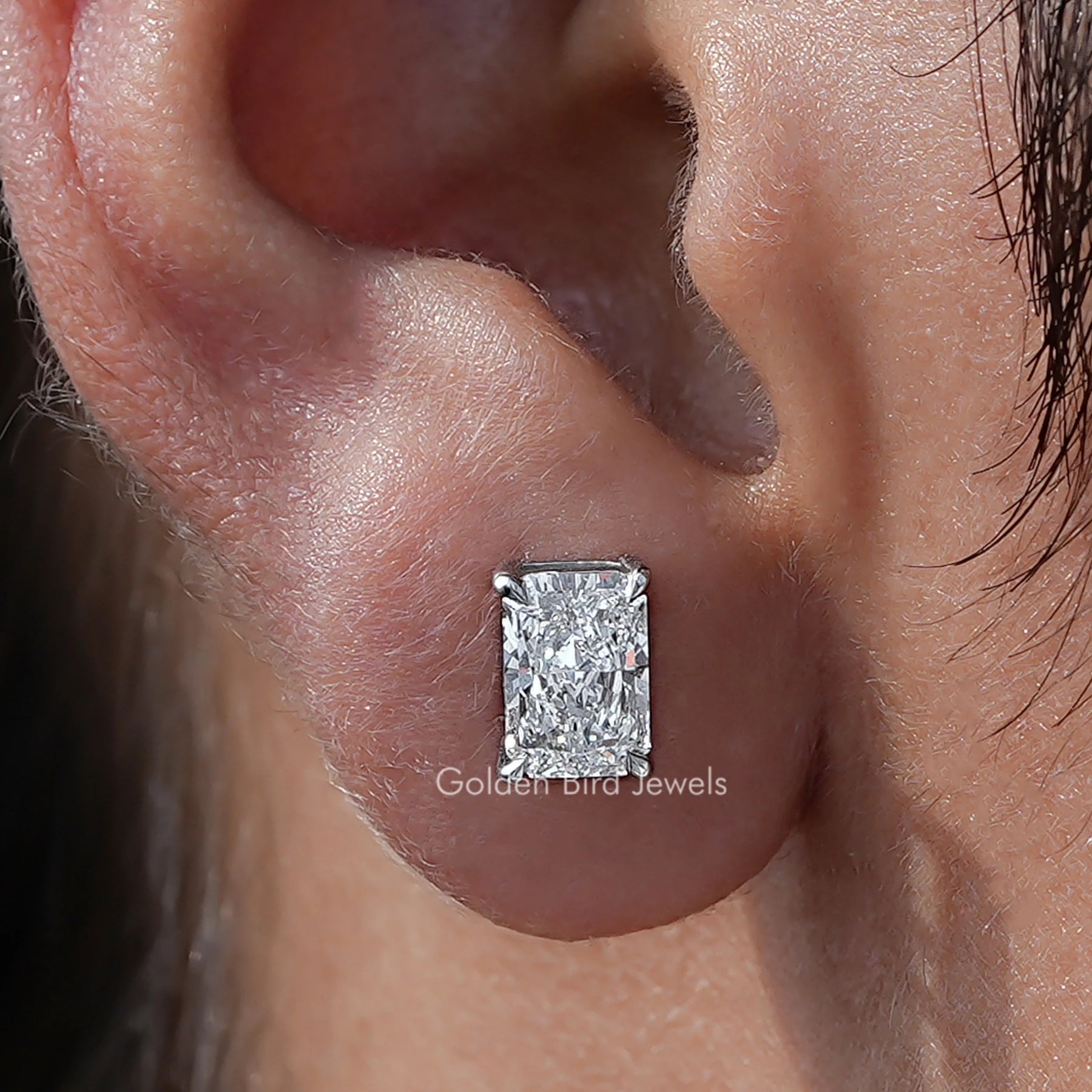 Radiant Cut Lab Diamond Stud Earrings