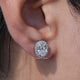 Close up view of Oval Cut Brilliant Lab Diamond Halo Stud Earrings