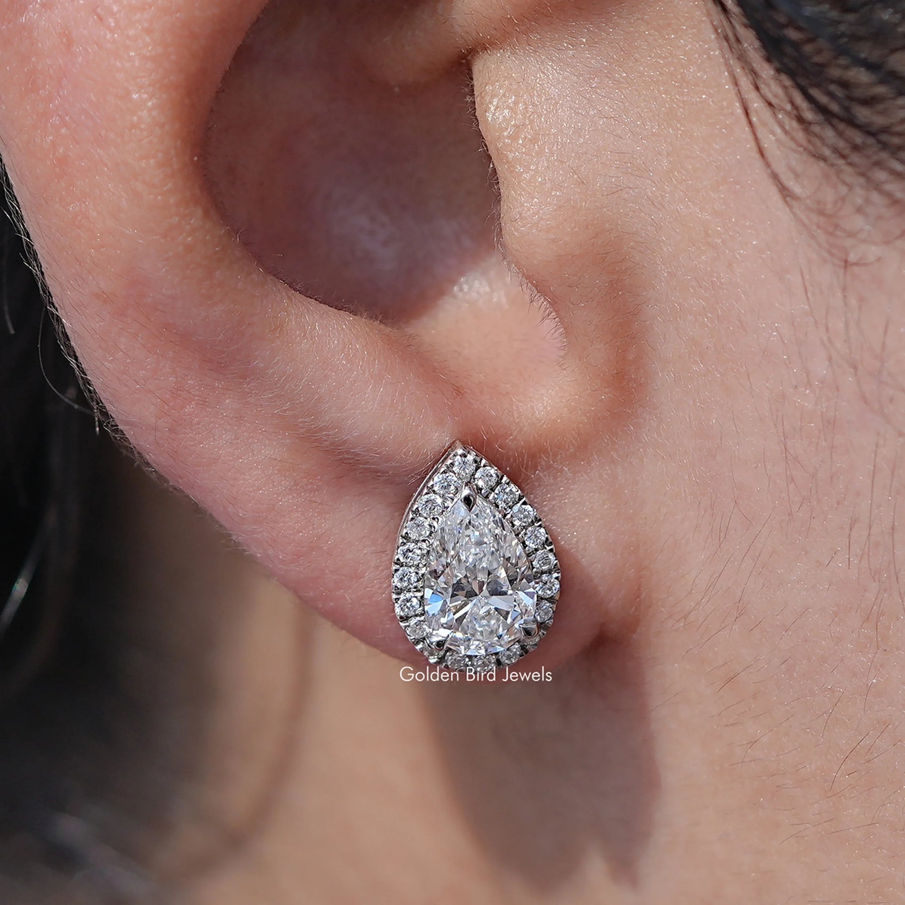 Lab Diamond Pear Cut Halo Earrings