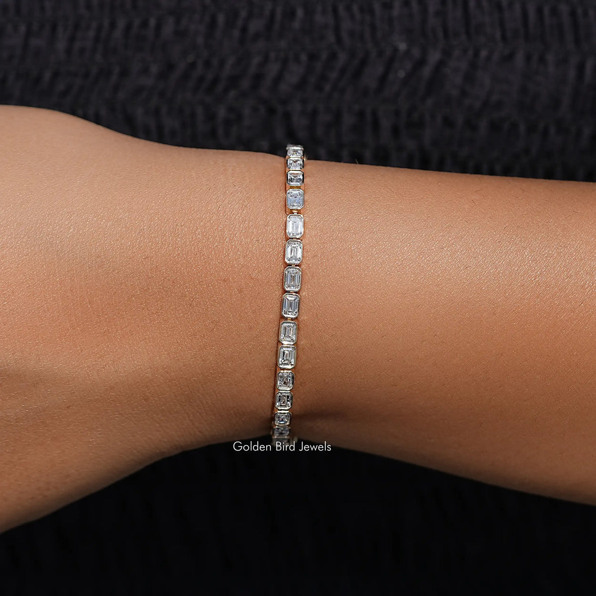 East West Emerald Lab Diamond Tennis Bracelet