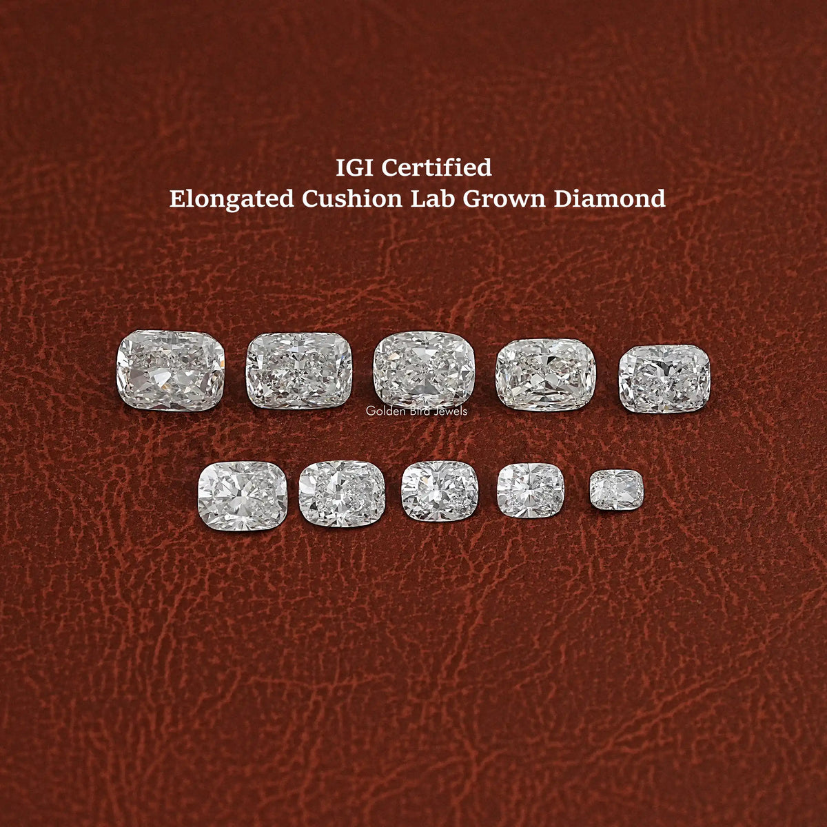 View of Elongated Cushion Cut Lab Diamond In White