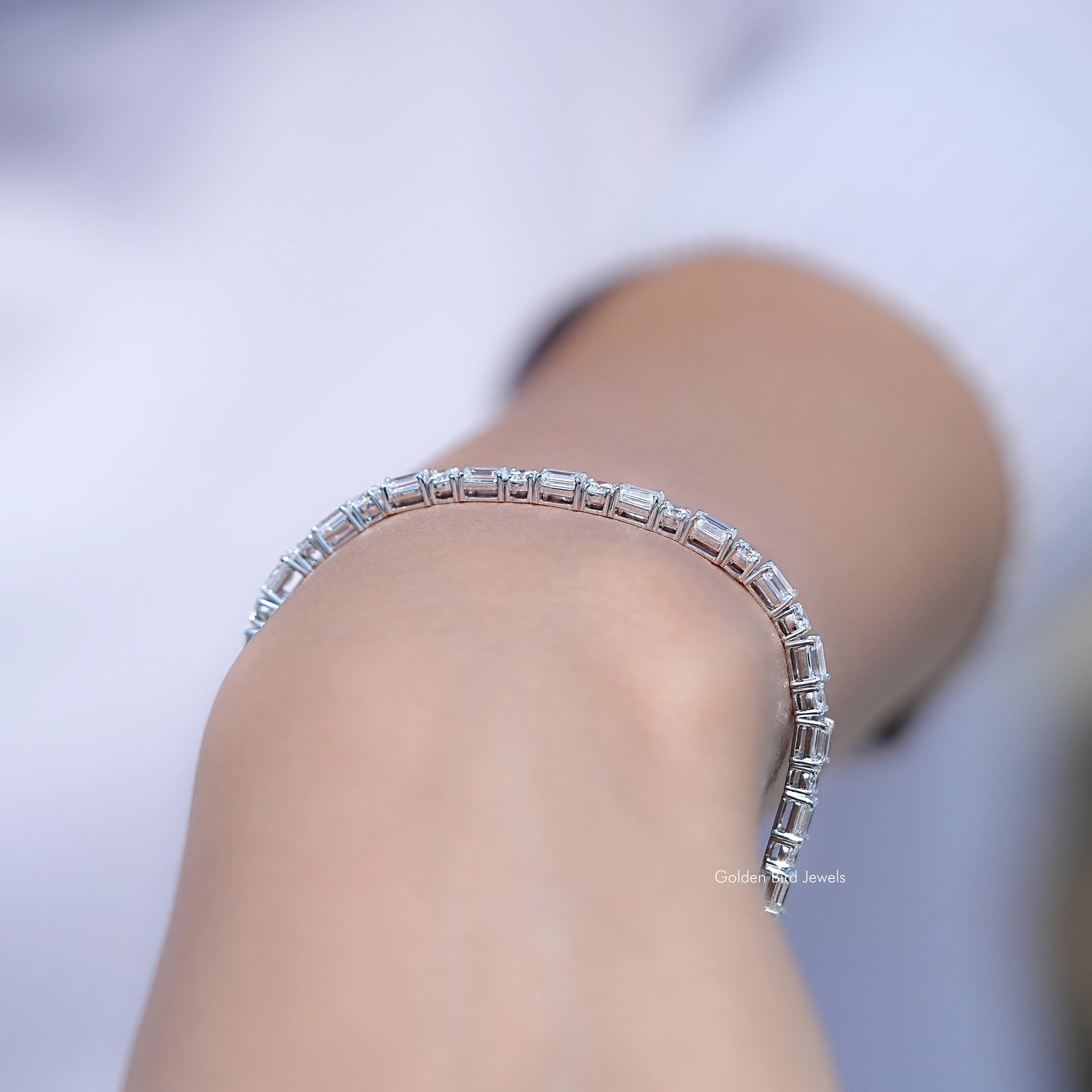Detailed View of Lab Diamond Tennis Bracelet