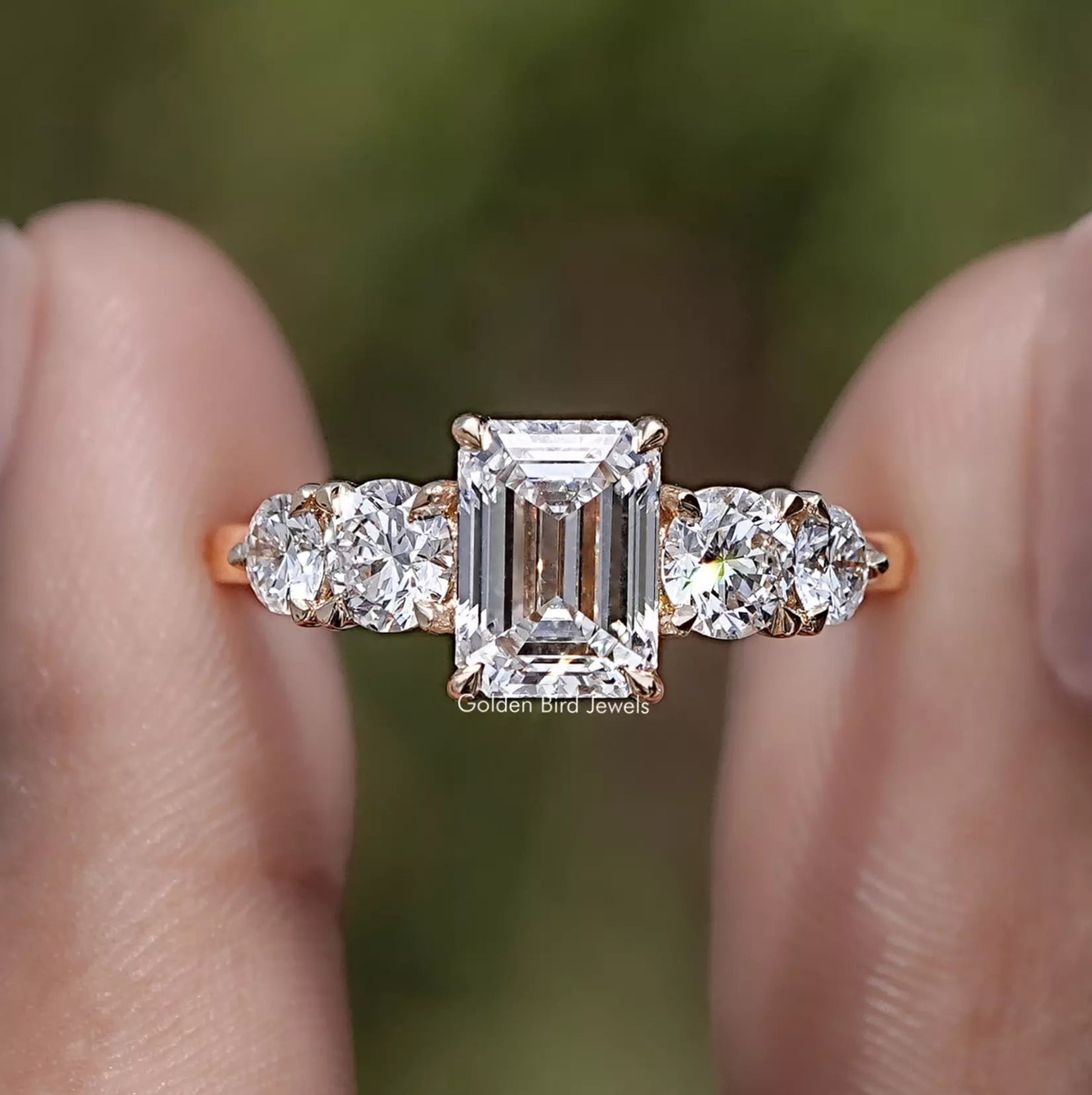 Emerald Cut Lab Diamond Five Stone Ring