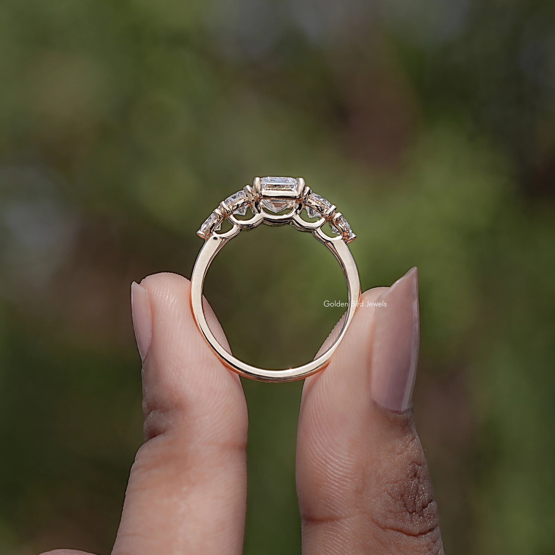 Emerald Cut Lab Diamond Five Stone Ring