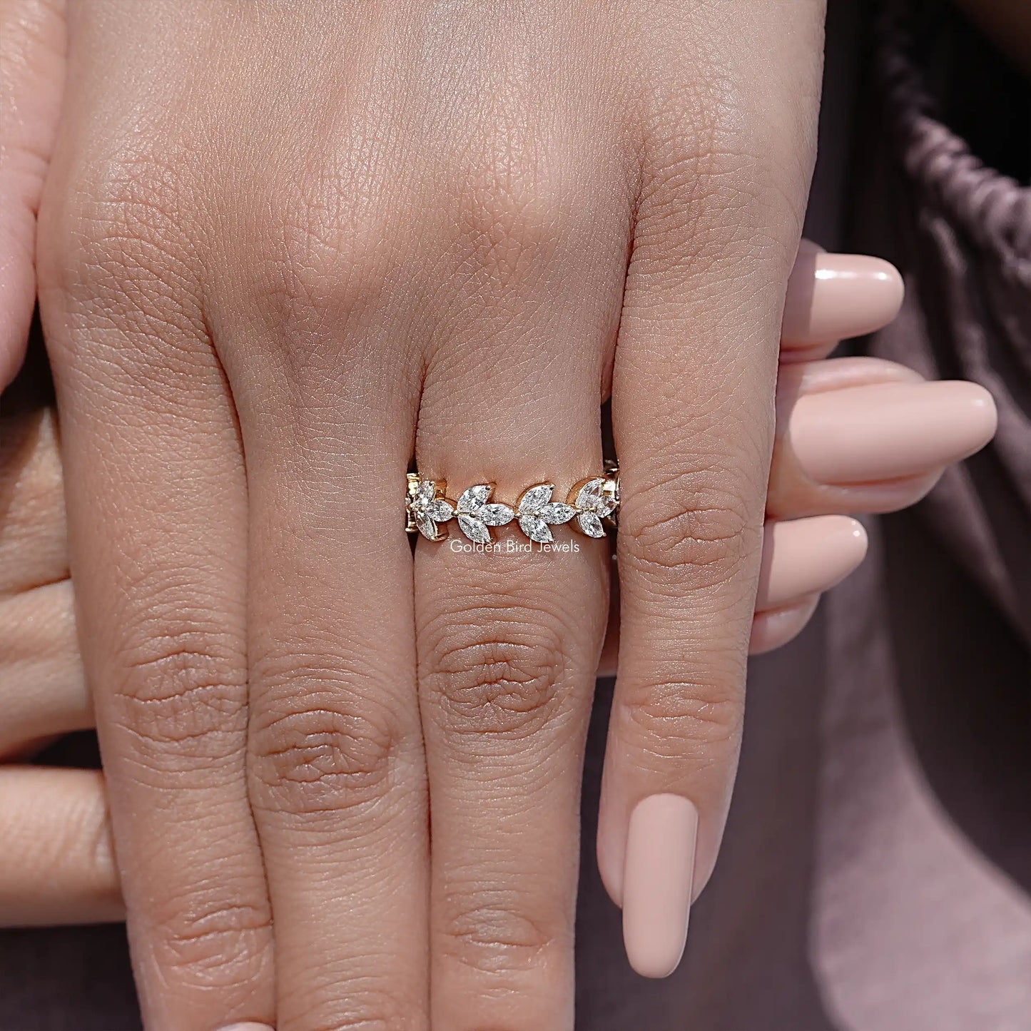 Marquise Lab Diamond Dainty Wedding Band