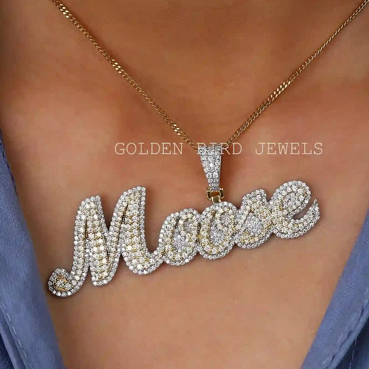 Colorless Round Moissanite Customized Letter Pendant