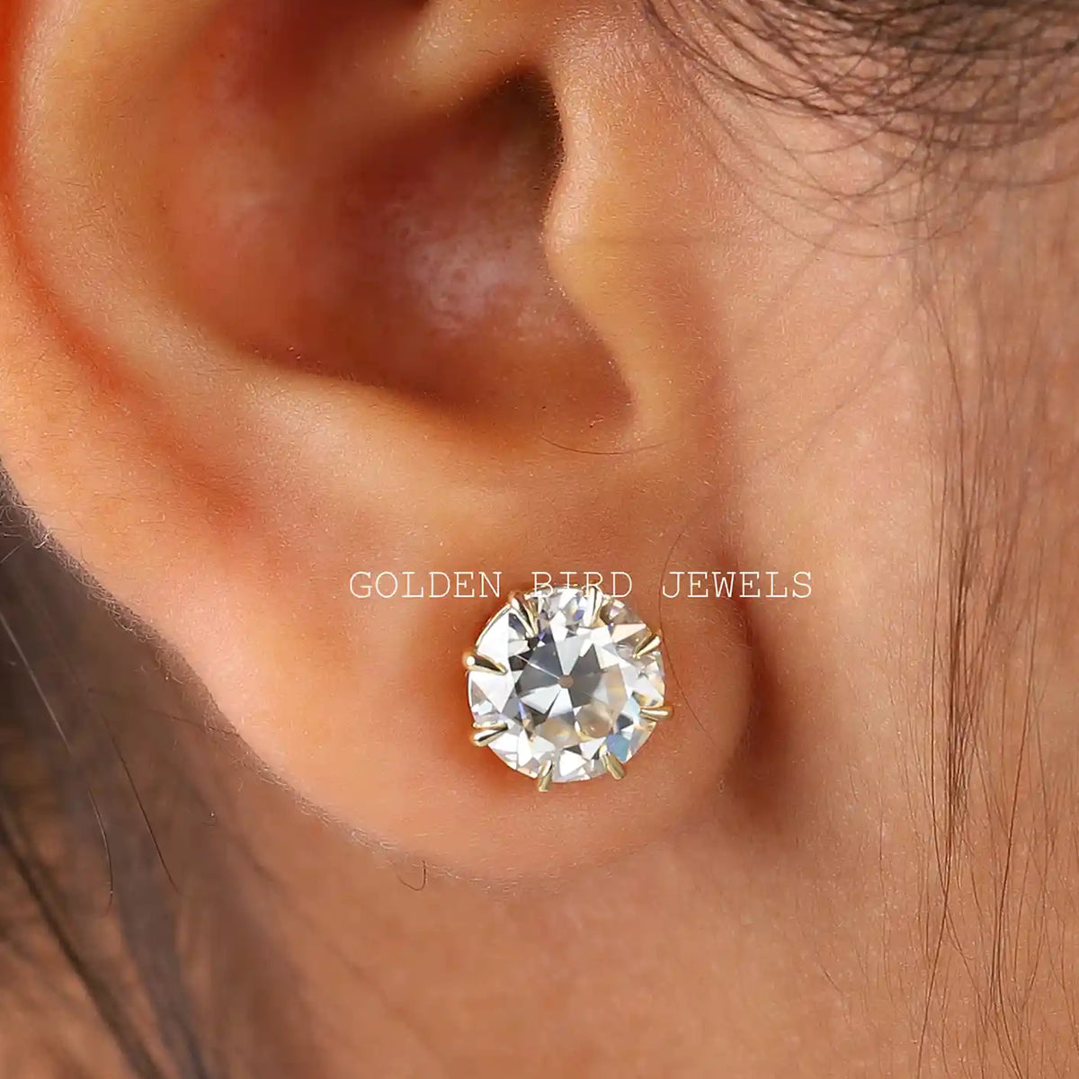 Old European Cut Round Moissanite Studs