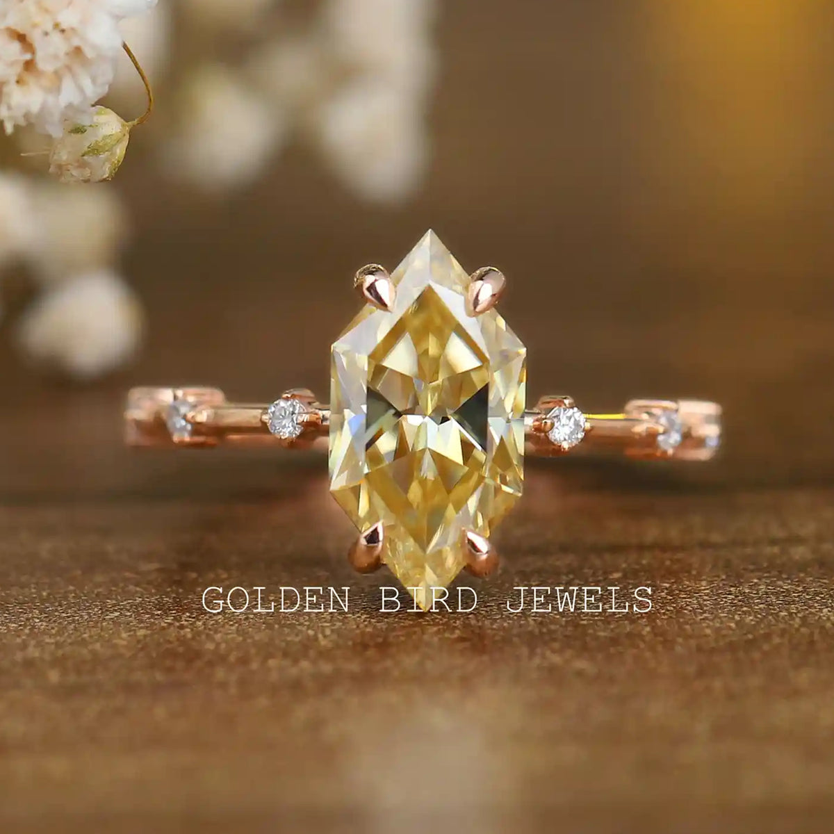 3 Carat Yellow Dutch Marquise Moissanite Ring