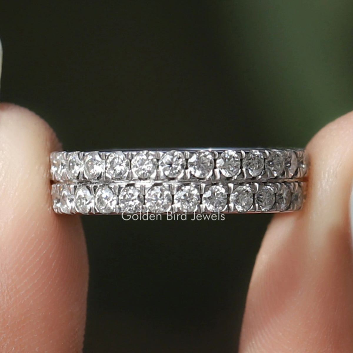 Round Cut Moissanite Full Eternity Wedding Band