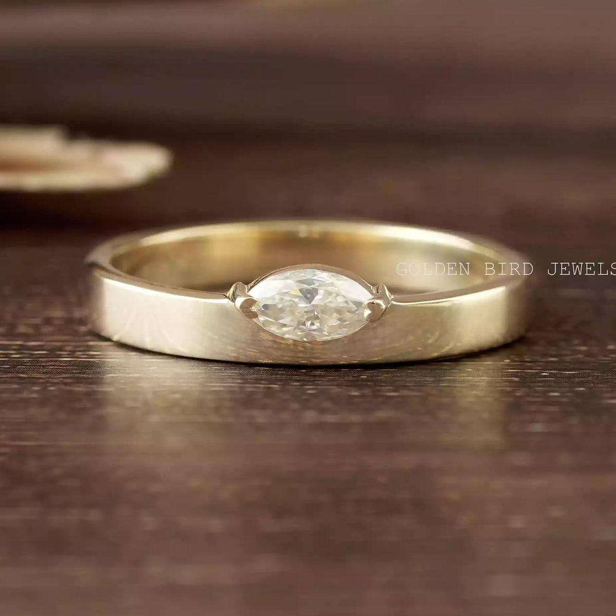 Marquise Cut Solitaire Moissanite Ring