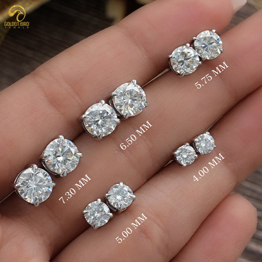 Round Cut Moissanite Solitaire Earring