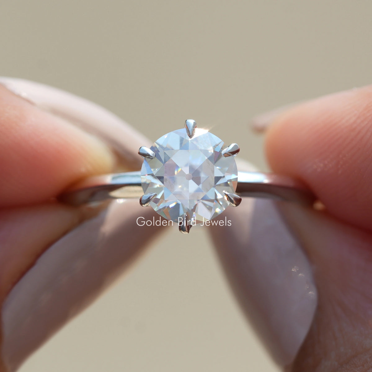 Old European Round Cut Moissanite Proposal Ring