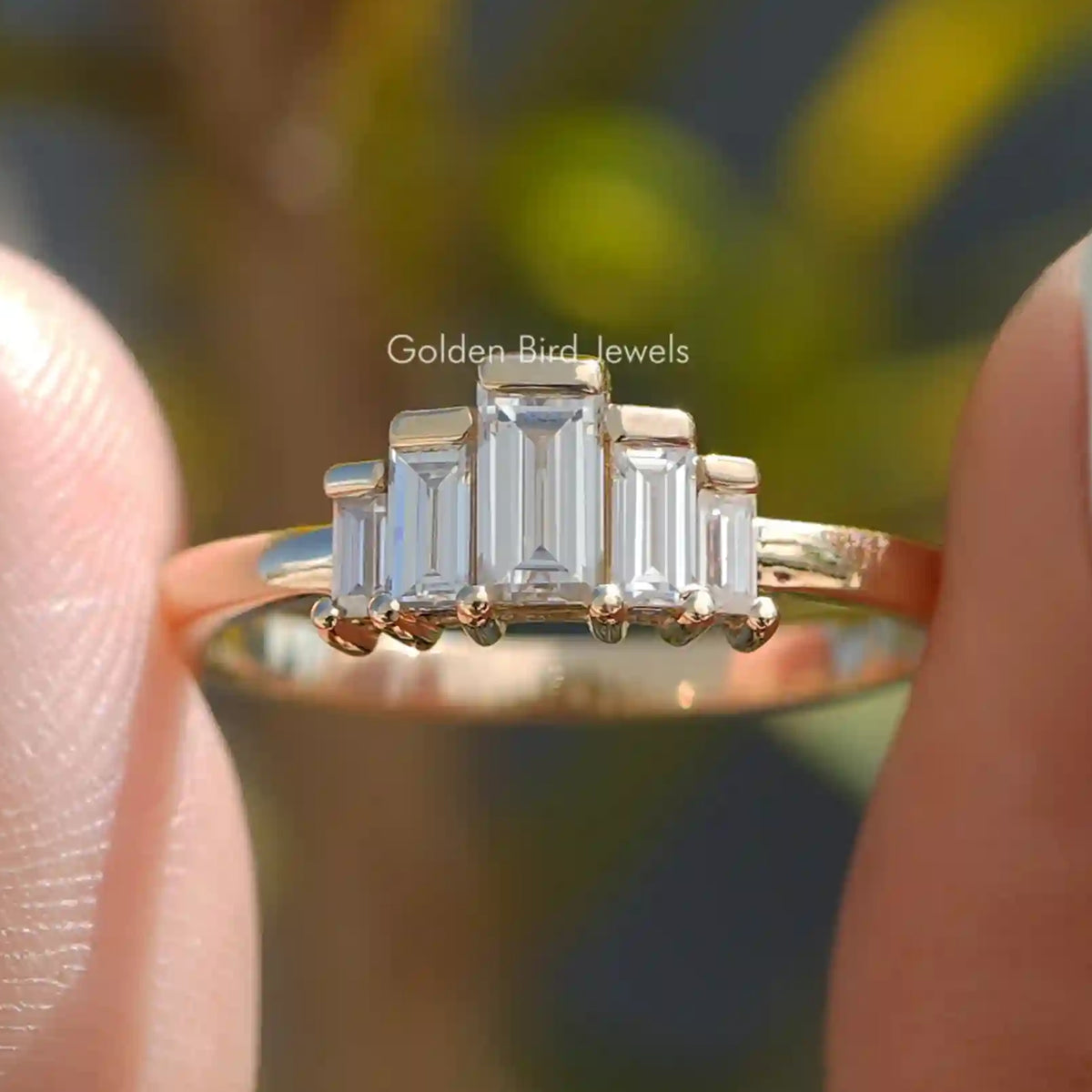 Baguette Moissanite Bezel Set Ring