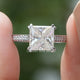 Solitaire Princess Cut Accent Stone Moissanite Ring