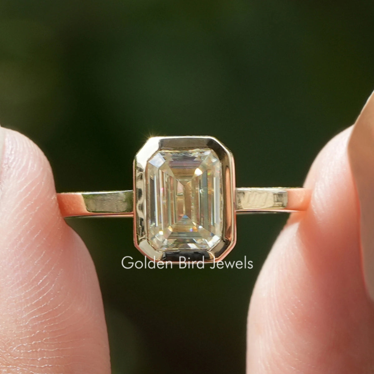 Moissanite Emerald Cut Solitaire Engagement Ring