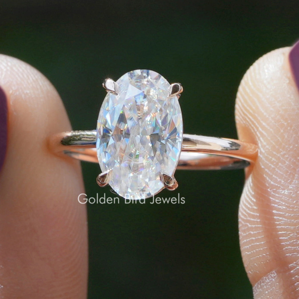 Crushed Ice Oval Cut Moissanite Ring