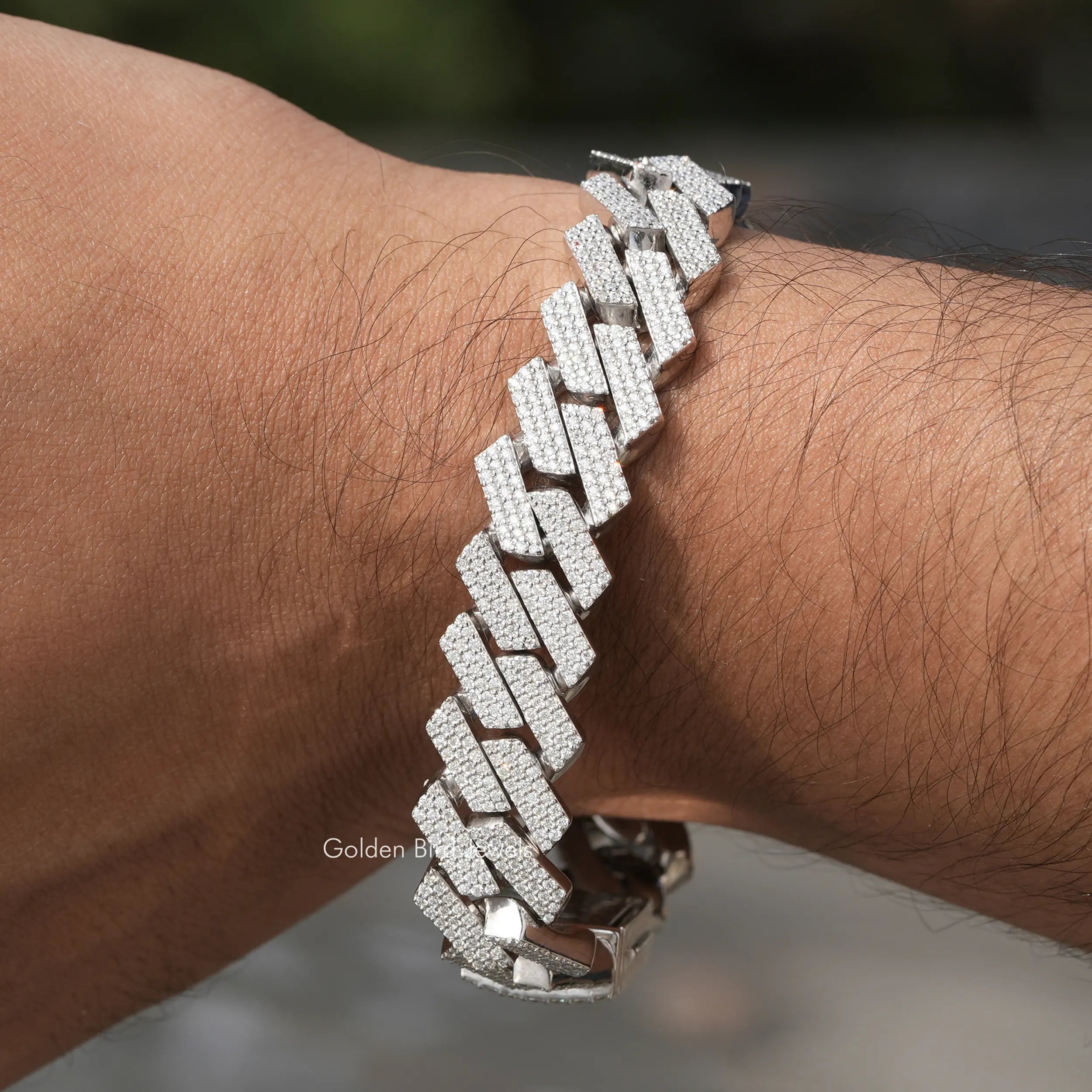 Glitter Miami Cuban Link ブレスレット Miami Cuban Link Round Cut Bracelet – goldenbirdjewels