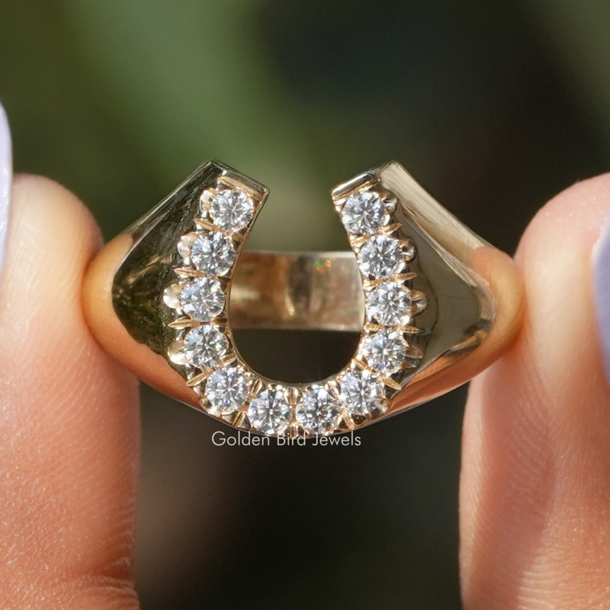 Round Moissanite Horseshoe Engagement Ring