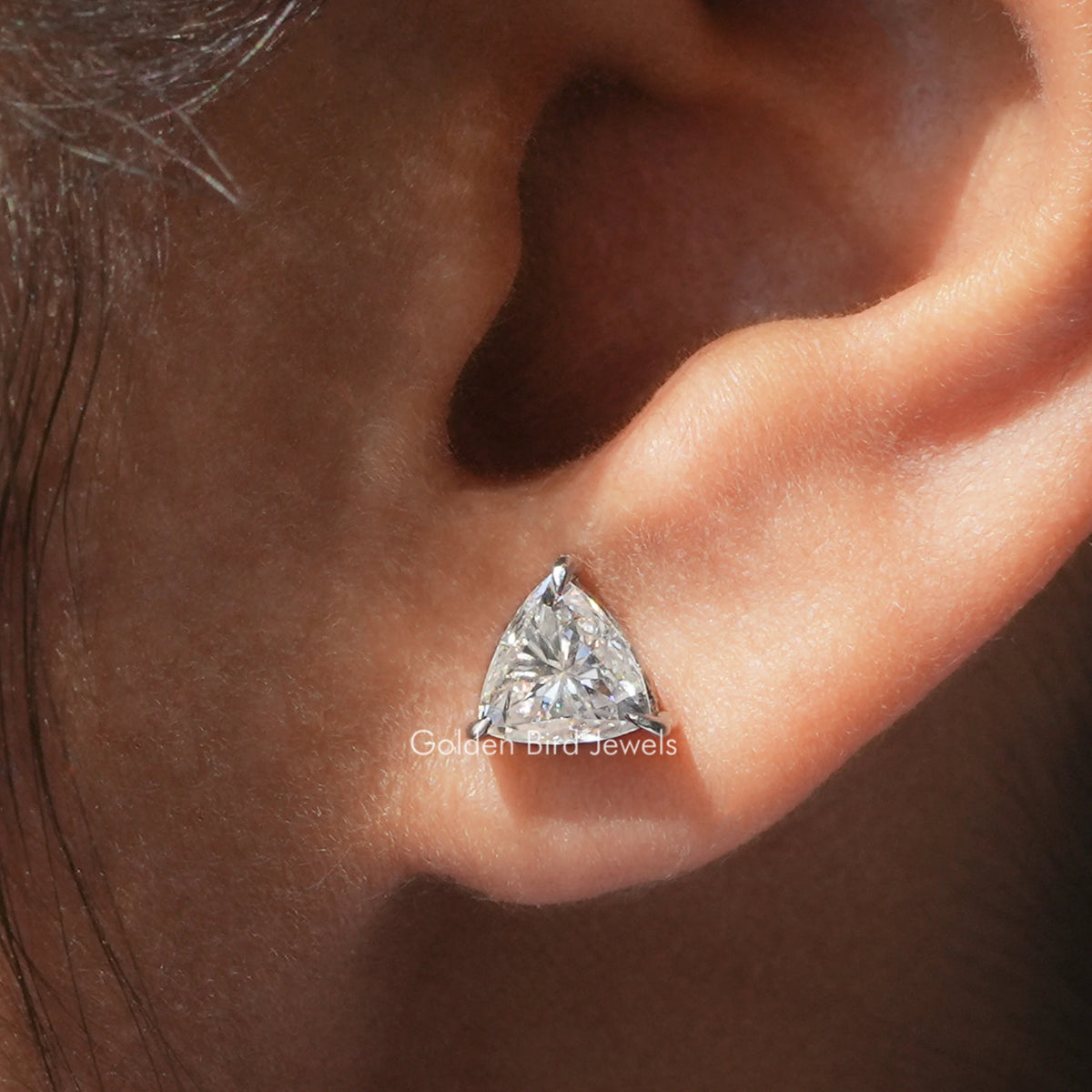 Trillion Cut Moissanite Martini Set Stud Earrings