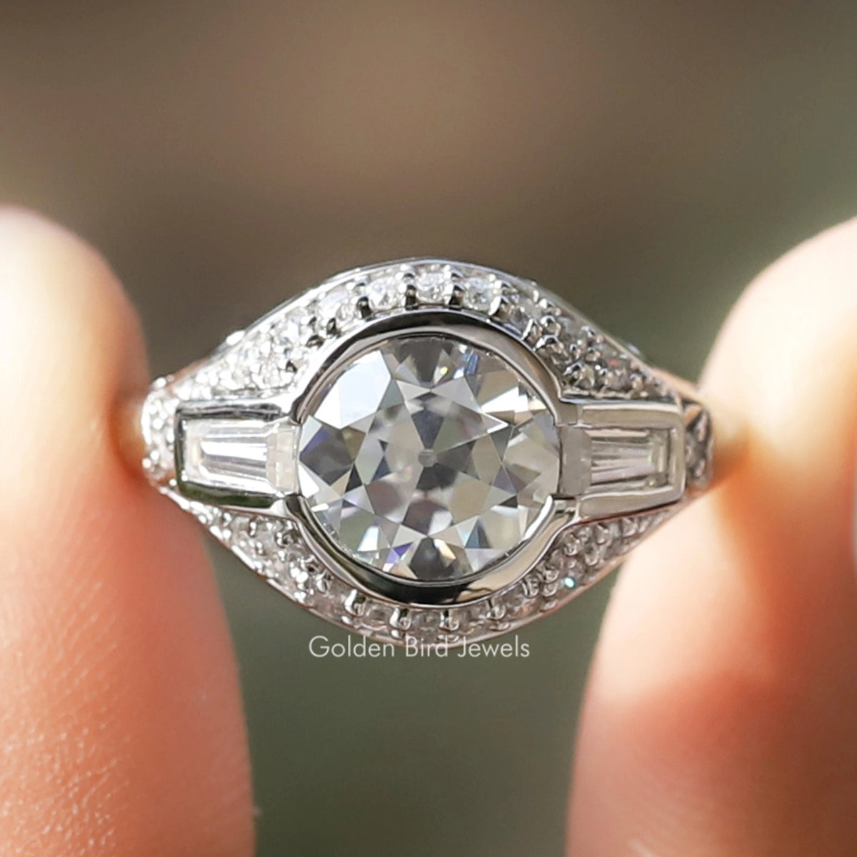 Old European Round Cut Moissanite Vintage Ring